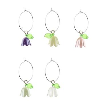 Imagem de BEKECH Pingentes de taça de vinho Lily of the Valley com tema floral, chá de panela, presente de primavera, maio, pingentes de flores para mãe, One_Size, Liga metálica, Sem Pedra Preciosa