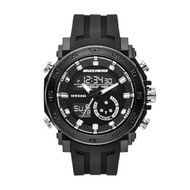 Imagem de Skechers Relógio masculino Ridgeland Ana-Digi preto de poliuretano, Preto