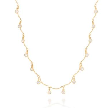 Imagem de Colar Feiminino Para Festa Rommanel Banhado A Ouro 18k Lindo E Elegant