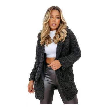 Imagem de Casaco Ted Pelucia Feminino Quentinho - Dansalita Fashion, Preto