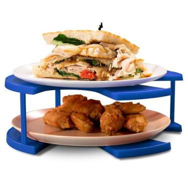 Imagem de DoubleWave Novo mini empilhador de placas de micro-ondas azul de 2 camadas para micro-ondas pequeno | Prato fresco de micro-ondas sem BPA e empilhador de transbordamento | Reaquecimento mais rápido |