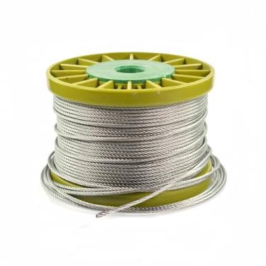 Imagem de Cabo de aço de 328 pés, cabo de aço de 7 * 7 fios, fio de suspensão de 1,8 mm, fio guia de luz externo adequado para varais