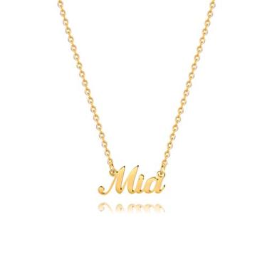 Imagem de Hidepoo Colar com nome personalizado – Colar com pingente de nome personalizado de aço inoxidável, corrente delicada com nome de letra, joias personalizadas, presentes para mulheres e meninas, Metal