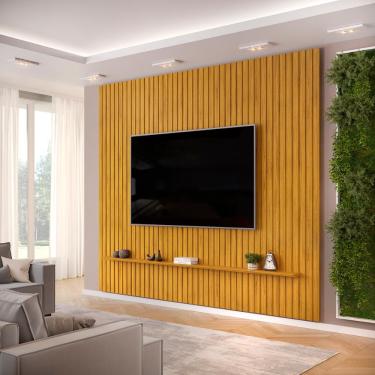 Imagem de Painel para TV até 75 Polegadas Ripado dj Móveis Trento 275 Cedro