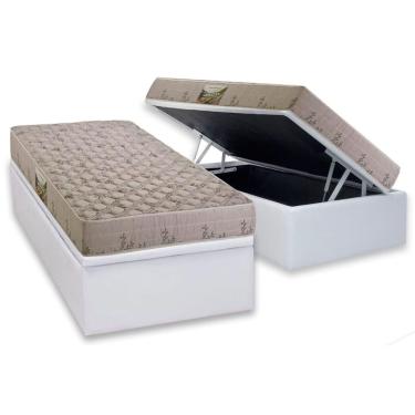 Imagem de Conjunto Box Baú Solteiro: Colchão Espuma Herval D33 Cannes + Base crc Courano White(88x188)