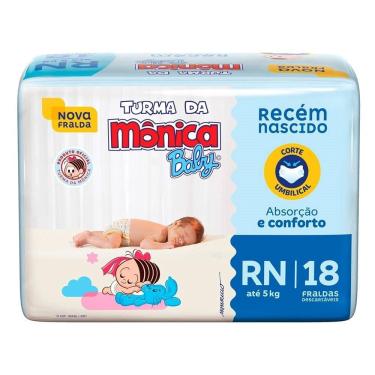 Imagem de Fralda Descartável Turma da Mônica Jumbinho Tamanho rn - 8 Pacotes com 18 Fraldas - Total 144 Tiras