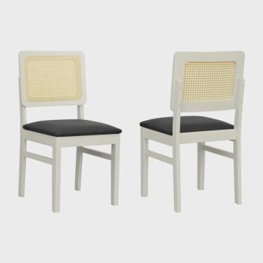 Imagem de Kit 2 Cadeiras Lyon Madeira Maciça Encosto Telinha Assento Estofado Corano