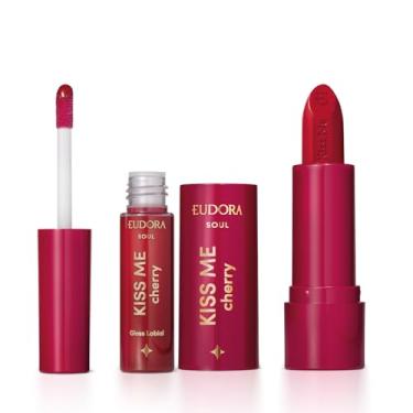 Imagem de Combo Kiss Me Cherry: Batom Matte Vermelho Viciante 3,7g + Gloss Labial 5,5ml