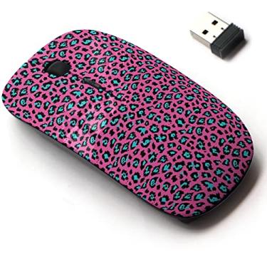 Imagem de Mouse sem fio de 2,4 G com design de padrão fofo para todos os laptops e desktops com nano receptor - leopardo, guepardo
