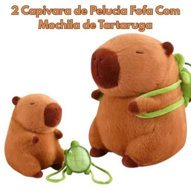 Imagem de Brinquedo 2 Capivaras Mochila Tartaruga Pelúcia 50cm 30cm - generic