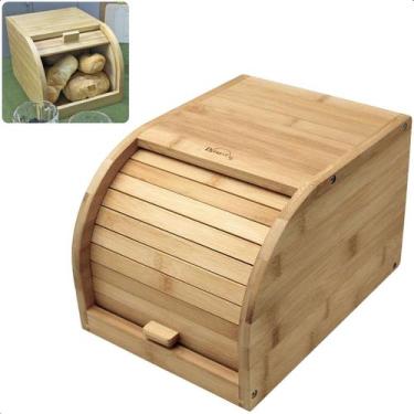 Imagem de Porta Pão Pequeno De Bambu Com Tampa Basculante 27x20x17cm Dynasty