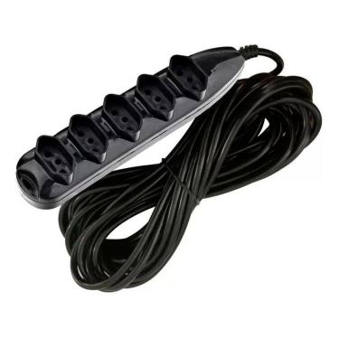 Imagem de Extensão Cabo Elétrico 5 Metros 5 Tomadas 3 Pinos Bivolt