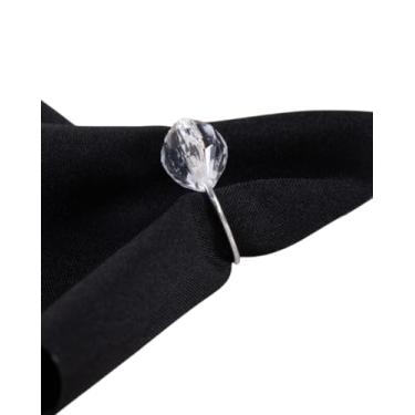 Imagem de Kit 44 Peças Anel Argola Porta Prendedor de Guardanapo Prata Pedra Cristalina 4x3cm Acrilico Acabamento Artesanal Mesa Posta 44 Lugares