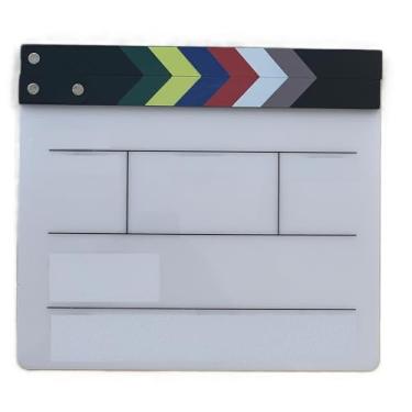 Imagem de Claquete De Cinema 30x24cm para Estúdio Profissional Colorida em Acrílico