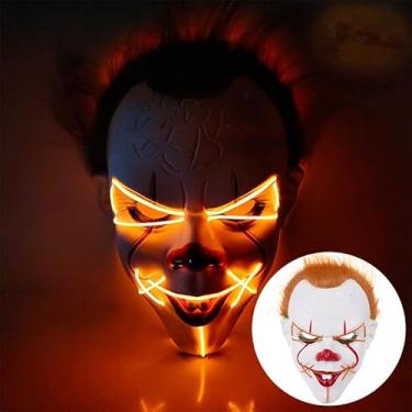 Imagem de Máscara de caveira assustadora com iluminação LED para festivais de Halloween, cosplay, baile de máscaras, festa de carnaval (laranja)