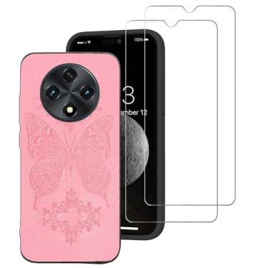 Imagem de DAMONDY Capa compatível com UMIDIGI G100 com 2 protetores de tela, capas de telefone borboleta de flor para mulheres e meninas, capa completa de TPU macio à prova de choque para UMIDIGI G100A - Rosa