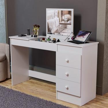 Imagem de Mesa Penteadeira Com Espelho E 3 Gavetas Quarto Home Office