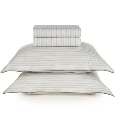 Imagem de Jogo de Lençol King Size 100% Algodão Percal 200 Fios Dália 4 Peças Karsten