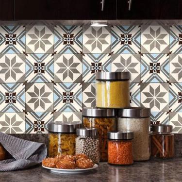 Imagem de Adesivo de Azulejo Hidráulico Areia Azul e Cinza 250 - Inove Papéis de