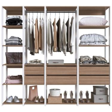 Imagem de Guarda Roupa Closet 4 Peças com 2 Cabideiros 6 Gavetas e 11 Nichos Easy Prodecor