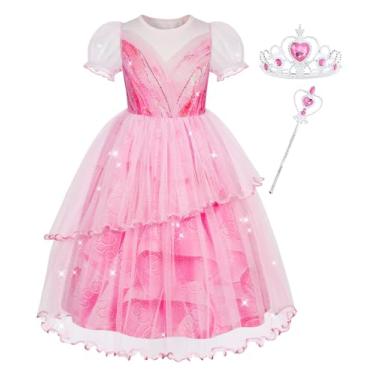 Imagem de Marendyee Fantasia Glinda 5t Vestido Glenda para meninas e crianças festa brilhante tule malha vestidos