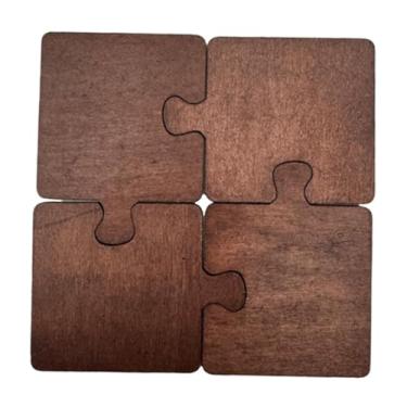 Imagem de YWJLQH Puzzim de madeira montanha -russa Coaster Copa copo Criativo para mesa de café mesa de escritório, 4 Peças