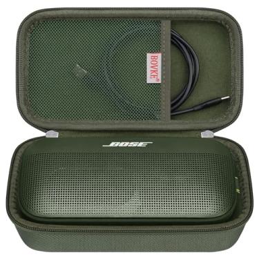 Imagem de BOVKE Capa rígida para alto-falante Bose SoundLink Flex (2ª geração) / Alto-falante portátil Bose SoundLink Flex Bluetooth, bolso de malha para carregador, cabos de carregamento, acessórios, verde