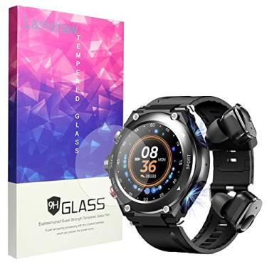 Imagem de Lamshaw Protetor de tela para relógio inteligente T92, [pacote com 3] Película protetora de tela de vidro temperado 9H compatível com Meet Romance T92 Smart Watch/Desong T92 Smart Watch / T92 (pacote
