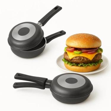 Imagem de Frigideira Dupla Hamburgueira e Omeleteira Antiaderente 14cm - Naciona