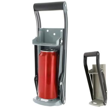 Imagem de Amassador de Latinhas Latas Cerveja Alumínio com Abridor de Garrafas até 475ml cor Cinza