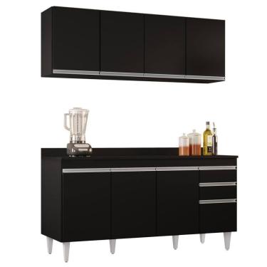 Imagem de Armário Aéreo Nevada E Balcão Para Pia Com Tampo 160cm Arkansas Preto - Lumil