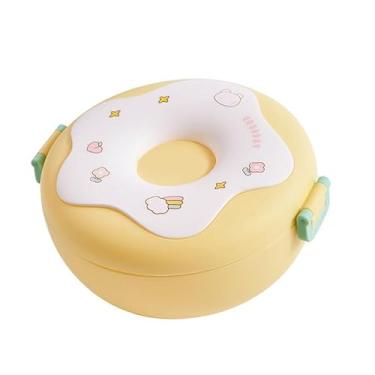 Imagem de Box Lunch Recectista de Microondas Seguro de Rosquinha Com Pano de Pão para o Garfo para Escolar (Amarelo)