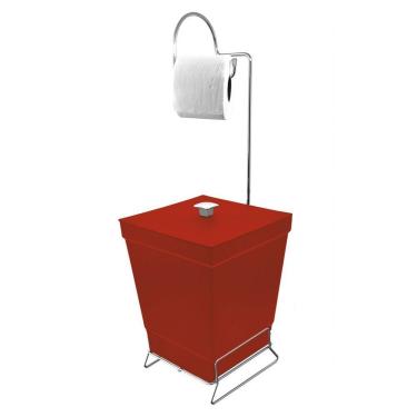 Imagem de Lixeira Com Suporte De Papel Higiênico - Stolf Vermelho