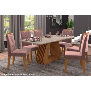 Imagem de Mesa Para Cozinha ágata + Tampo Madeirado Vidro 180x90cm Savana C- Off White - Cimol