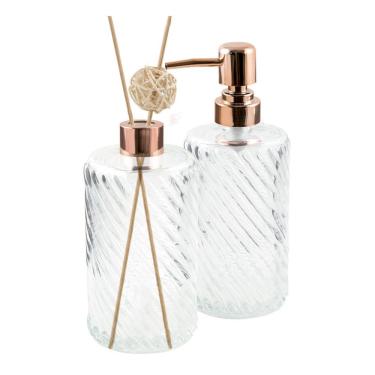 Imagem de Jogo Dispenser E Recipiente De Aromas Em Vidro Espiral Bronze