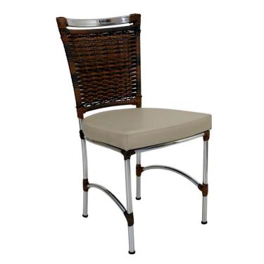 Imagem de Cadeira Em Alumínio E Fibra Sintética Jk Cozinha Edícula Argila E Courino Náutico Bege