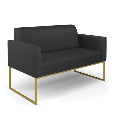 Imagem de Sofá Namoradeira Base Industrial Dourado Marisa Corino D03 - D\'rossi Cor Preto