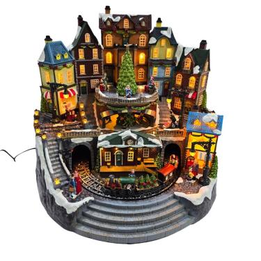 Imagem de Vila Natalina árvore E Trem Giratório - Musical - Iluminação - Bivolt Alt. 31.50 X Larg. 26 X Comp. 40cm