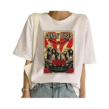 Imagem de Camiseta Feminina Guns N' Roses - Branca - Estilo Punk Rock, BR-G3, Eu