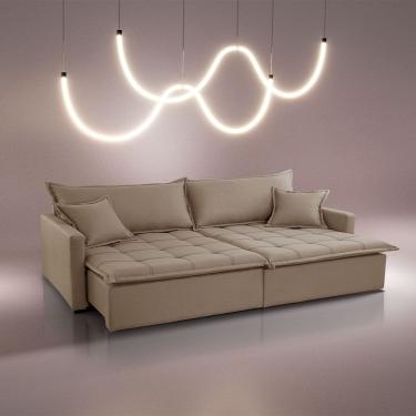 Imagem de Sofá Cama Flora 02 Módulos De 120cm Br 15cm Meu Sofá Online A226 Linho Bege