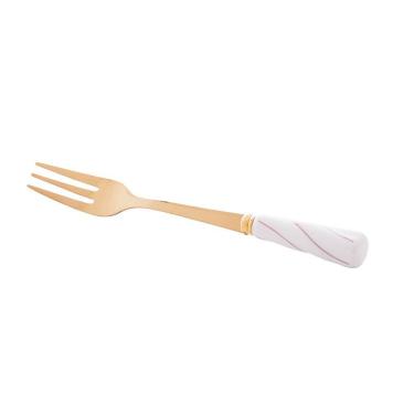 Imagem de Jogo Com 04 Garfos Para Aperitivo De Aço Inox Dourado Com Cabo De Cerâmica 28892 - Wolff