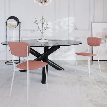 Imagem de Cadeira Fixa Estofada Vintage Retrô Com 2 Unidades Rosê-branco