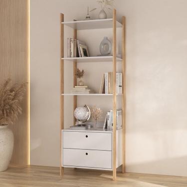 Imagem de Estante Modular Essenza Com 3 Prateleiras Com 2 Gavetas Branco