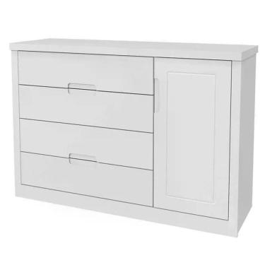 Imagem de Cômoda Infantil Tutto New 1 Porta E 4 Gavetas Branco Soft - Matic Móveis Branco Soft