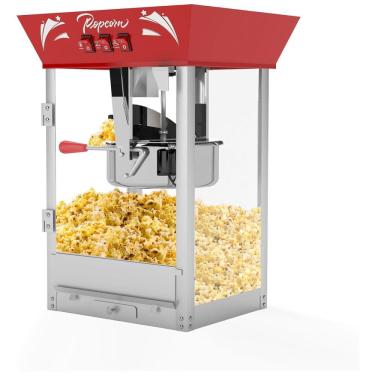 Imagem de Pipoqueira Comercial , 850 W, Estilo Cinema, Vermelha, com Controle de 3 Botões, Estrutura de Aço e Portas de Vidro Temperado,ELOMBR