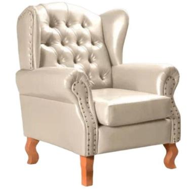Imagem de Poltrona Chesterfield Imperador Vintage Retrô Capitonê Couro Bege - Be