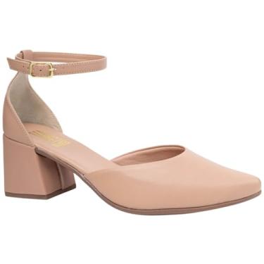 Imagem de Sapato Feminino Via Angel, Bico Fino, Social, Scarpin, Salto Médio Grosso 5cm, Confortável 91.02. (Nude, BR, Adulto, Numérico, 34)