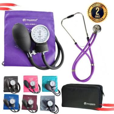 Imagem de Aparelho Pressão Esfigmomanômetro Aneroide + Estetoscópio Rappaport Du