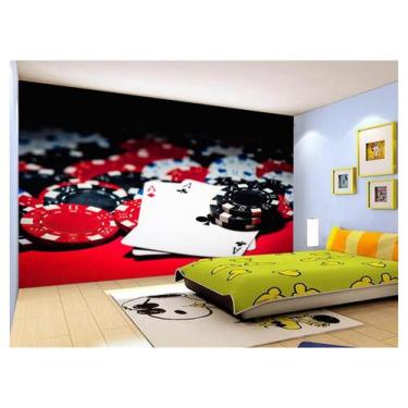 Imagem de Papel De Parede 3D Salão De Jogos Cartas Poker 3,5M Jcs49 - Você Decor
