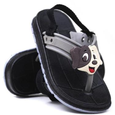 Imagem de Chinelo Casual Infantil Bebê Ajustavel Cachorro Preto - Poderosa, Pret